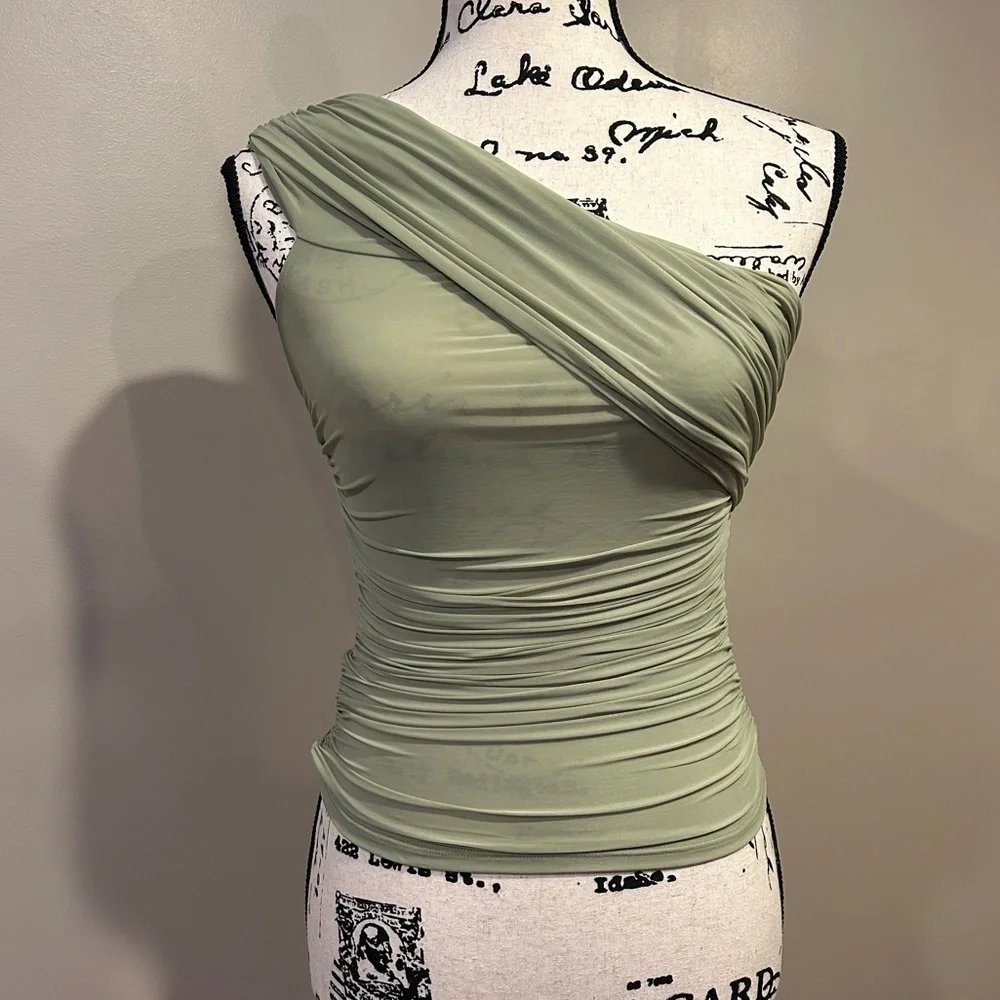 Ronny Kobo Ranada Ruched One Shoulder Top